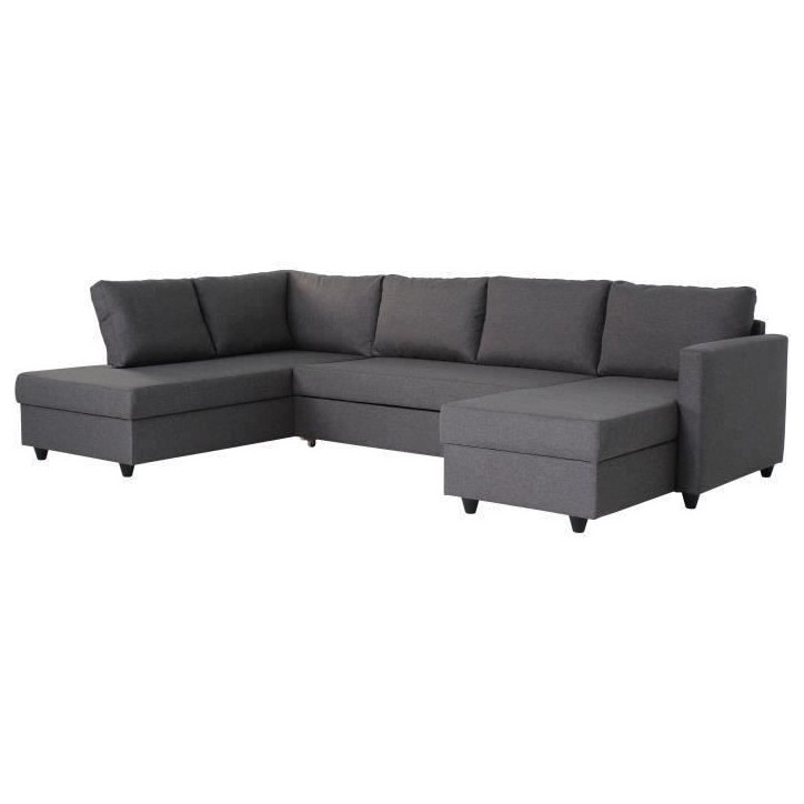 Canapé d'angle panoramique convertible Cats - Tissu gris - L 292 x P 187 x H 86 cm - Fabriqué en Ukraine Canapé d'angle panoramique convertible Cats - Tissu gris - L 292 x P 187 x H 86 cm - Fabriqué en Ukraine
