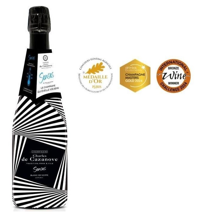 Champagne Charles de Cazanove Senses Extra brut - Bouteille thermosensible - Change de couleur Champagne Charles de Cazanove Senses Extra brut - Bouteille thermosensible - Change de couleur
