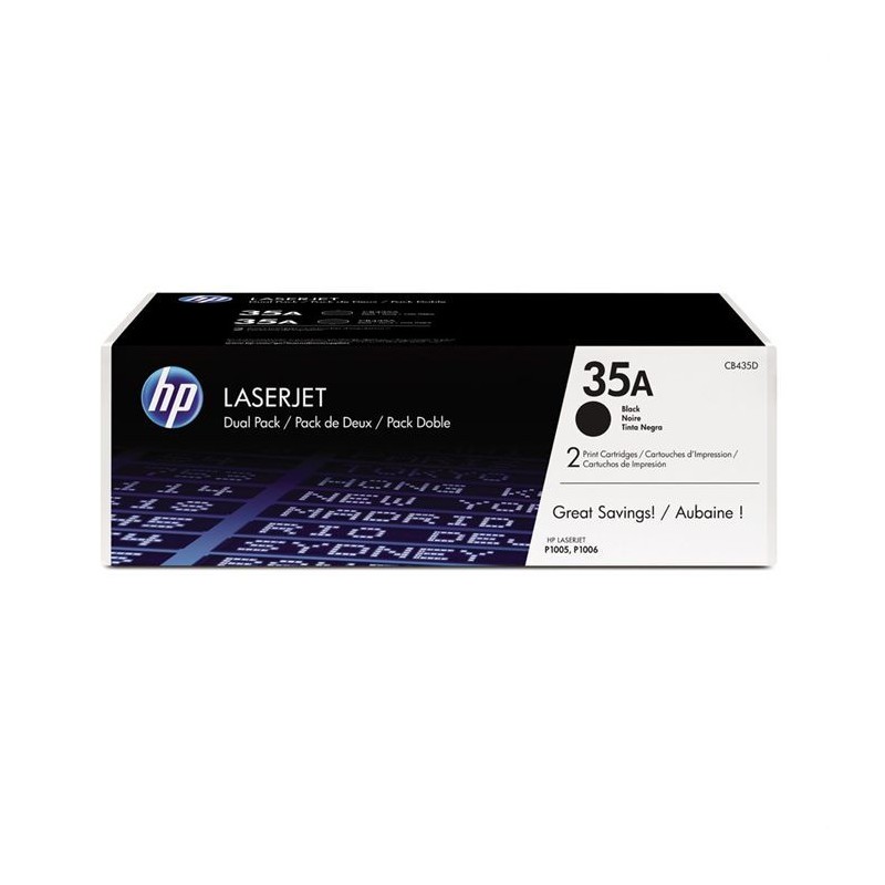 Pack 2 toners HP 35A noir authentique pour imprimantes LaserJet P1005/ Pack 2 toners HP 35A noir authentique pour imprimantes LaserJet P1005/