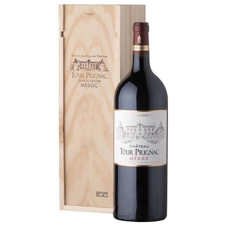 Magnum Coffret Cadeau Caisse - Château Tour Prignac Médoc Cru Bourgeois - Vin Rouge de Bordeaux 2019