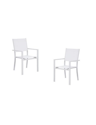 Lot de 2 fauteuils de jardin en aluminium et textilene - 56x59x89cm - Gris