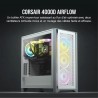 CORSAIR Boîtier PC 4000D Airflow - Moyen Tour - Verre trempé - Blanc