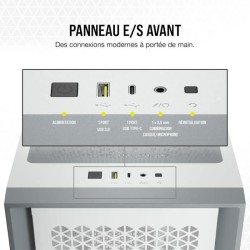 CORSAIR Boîtier PC 4000D Airflow - Moyen Tour - Verre trempé - Blanc