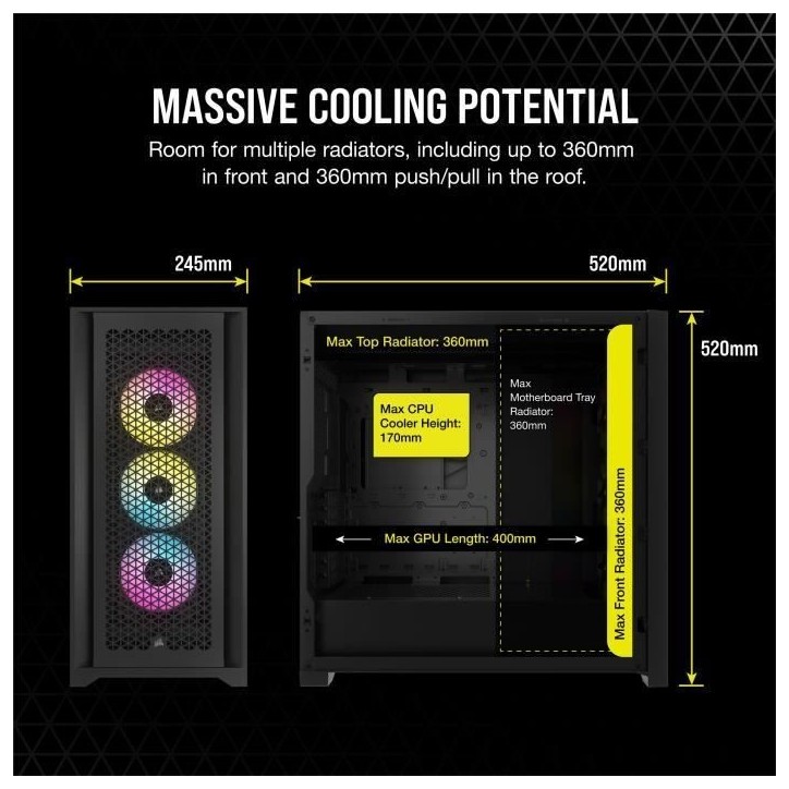 Boîtier PC - CORSAIR - FRAME 5000D RS ARGB Airflow - Moyen-tour - Noir - CC-9011309-WW Boîtier PC - CORSAIR - FRAME 5000D RS ARGB Airflow - Moyen-tour - Noir - CC-9011309-WW