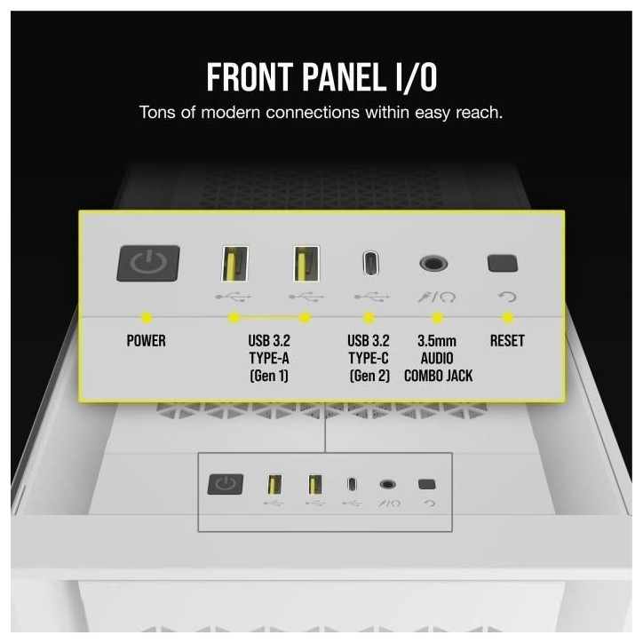 Boîtier PC - CORSAIR - FRAME 5000D RS ARGB Airflow - Moyen-tour - Blanc - CC-9011310-WW Boîtier PC - CORSAIR - FRAME 5000D RS ARGB Airflow - Moyen-tour - Blanc - CC-9011310-WW