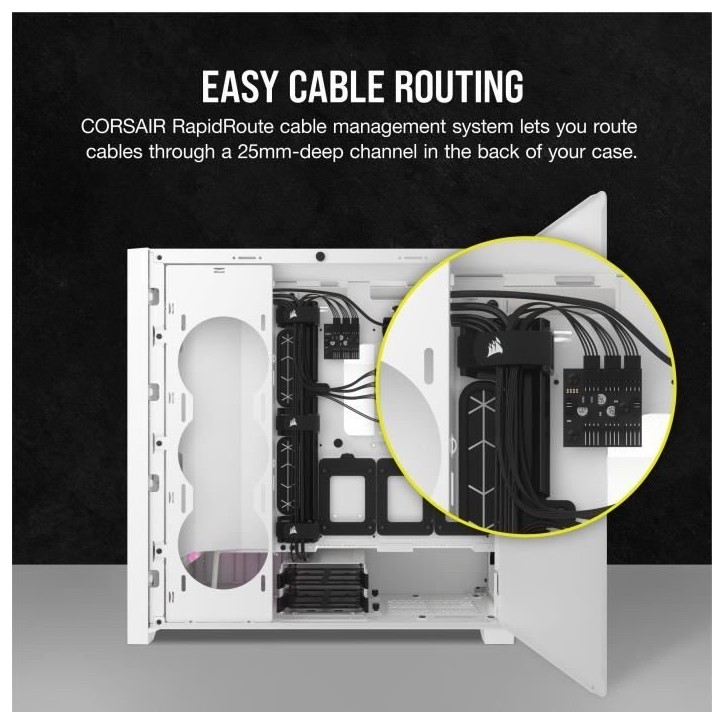Boîtier PC - CORSAIR - FRAME 5000D RS ARGB Airflow - Moyen-tour - Blanc - CC-9011310-WW Boîtier PC - CORSAIR - FRAME 5000D RS ARGB Airflow - Moyen-tour - Blanc - CC-9011310-WW