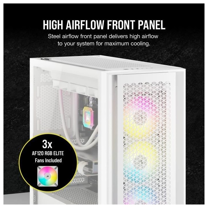 Boîtier PC - CORSAIR - FRAME 5000D RS ARGB Airflow - Moyen-tour - Blanc - CC-9011310-WW Boîtier PC - CORSAIR - FRAME 5000D RS ARGB Airflow - Moyen-tour - Blanc - CC-9011310-WW