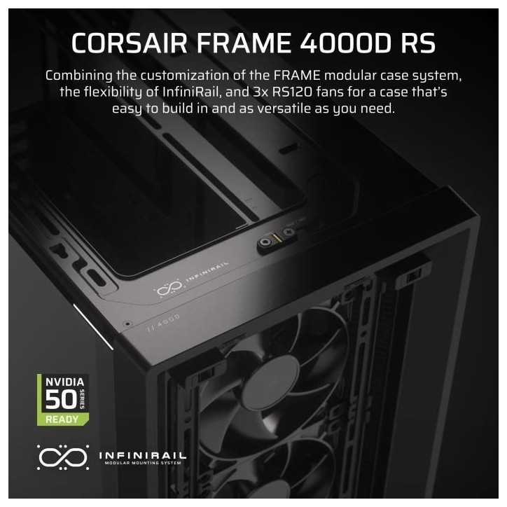 Boîtier PC - CORSAIR - FRAME 4000D RS - Moyen-tour - Noir - CC-9011312-WW Boîtier PC - CORSAIR - FRAME 4000D RS - Moyen-tour - Noir - CC-9011312-WW