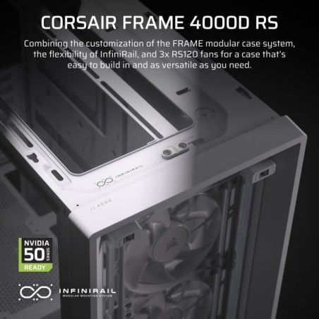 Boîtier PC - CORSAIR - FRAME 4000D RS - Moyen-tour - Blanc - CC-9011313-WW