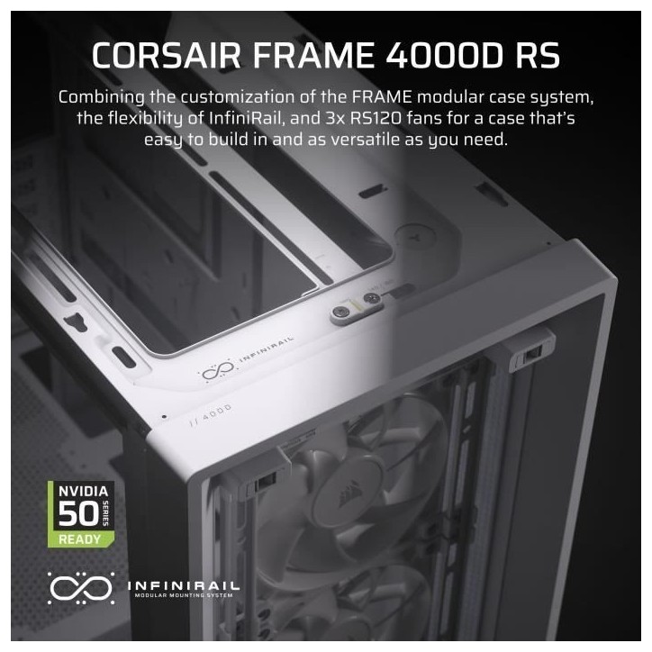 Boîtier PC - CORSAIR - FRAME 4000D RS - Moyen-tour - Blanc - CC-9011313-WW Boîtier PC - CORSAIR - FRAME 4000D RS - Moyen-tour - Blanc - CC-9011313-WW