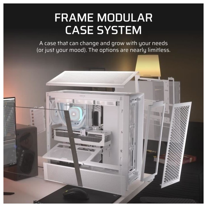 Boîtier PC - CORSAIR - FRAME 4000D RS - Moyen-tour - Blanc - CC-9011313-WW Boîtier PC - CORSAIR - FRAME 4000D RS - Moyen-tour - Blanc - CC-9011313-WW