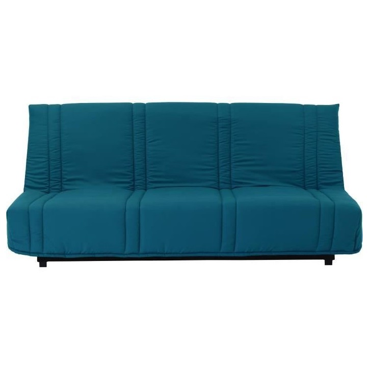 Banquette clic clac 3 places - Bleu canard - 100% coton - L 193 x P 92 cm - LENA Banquette clic clac 3 places - Bleu canard - 100% coton - L 193 x P 92 cm - LENA