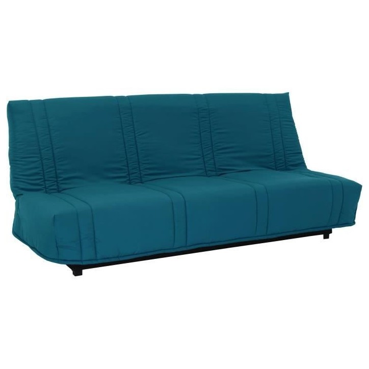 Banquette clic clac 3 places - Bleu canard - 100% coton - L 193 x P 92 cm - LENA Banquette clic clac 3 places - Bleu canard - 100% coton - L 193 x P 92 cm - LENA