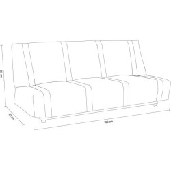 Banquette clic clac 3 places - Bleu canard - 100% coton - L 193 x P 92