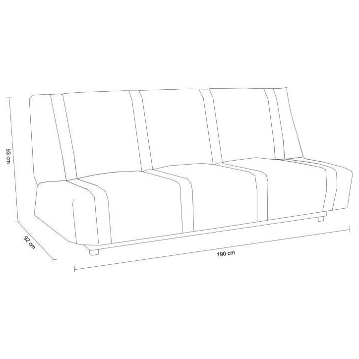 Banquette clic clac 3 places - Bleu canard - 100% coton - L 193 x P 92 cm - LENA Banquette clic clac 3 places - Bleu canard - 100% coton - L 193 x P 92 cm - LENA