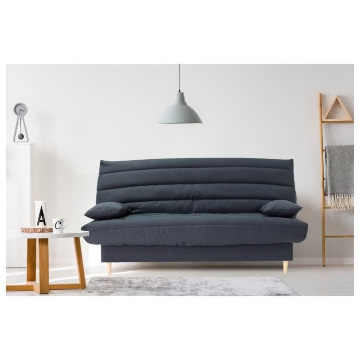 Clic clac 3 places - gris - Couchage 125x190 cm - Avec coussins Clic clac 3 places - gris - Couchage 125x190 cm - Avec coussins