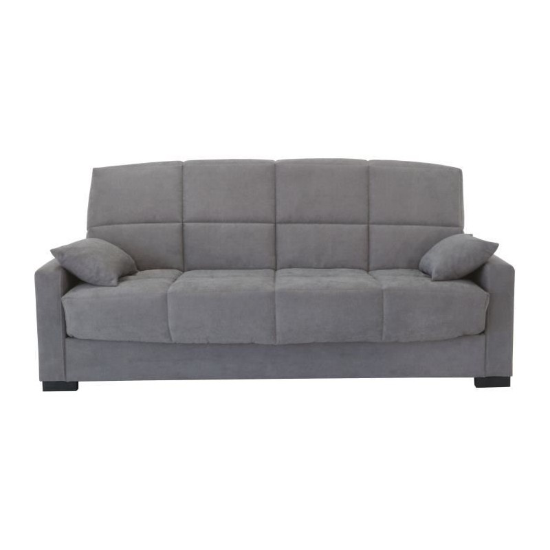 Canapé clic clac 3 places - Gris clair - Matelas 14 cm - 130 x 190 cm Canapé clic clac 3 places - Gris clair - Matelas 14 cm - 130 x 190 cm