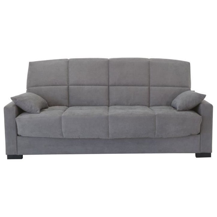 Canapé clic clac 3 places - Gris clair - Matelas 14 cm - 130 x 190 cm - MEGAN Canapé clic clac 3 places - Gris clair - Matelas 14 cm - 130 x 190 cm - MEGAN