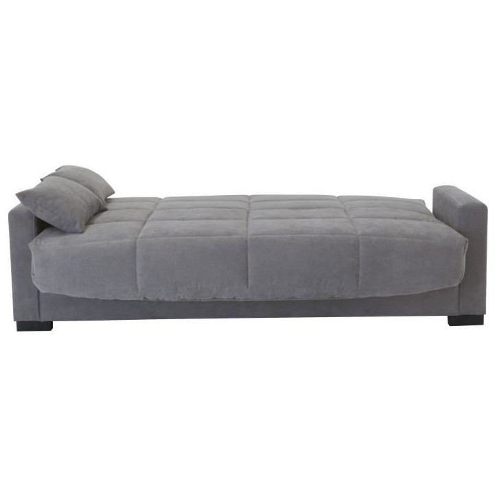 Canapé clic clac 3 places - Gris clair - Matelas 14 cm - 130 x 190 cm - MEGAN Canapé clic clac 3 places - Gris clair - Matelas 14 cm - 130 x 190 cm - MEGAN