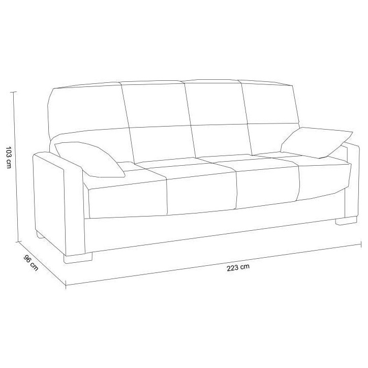 Canapé clic clac 3 places - Gris clair - Matelas 14 cm - 130 x 190 cm - MEGAN Canapé clic clac 3 places - Gris clair - Matelas 14 cm - 130 x 190 cm - MEGAN