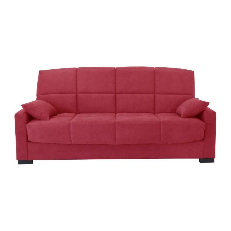 Clic clac 3 places MEGAN 14 - Tissu Soro rouge - Avec accoudoirs - Cou Clic clac 3 places MEGAN 14 - Tissu Soro rouge - Avec accoudoirs - Cou
