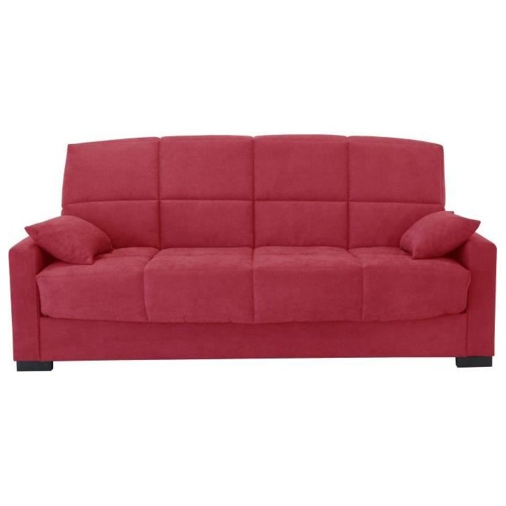 Clic clac 3 places MEGAN 14 - Tissu Soro rouge - Avec accoudoirs - Couchage 130x190 cm - L223 x P96 x H103 cm Clic clac 3 places MEGAN 14 - Tissu Soro rouge - Avec accoudoirs - Couchage 130x190 cm - L223 x P96 x H103 cm