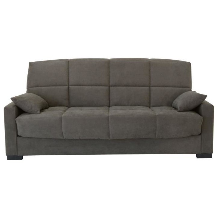 Canapé clic clac 3 places - Taupe - Matelas 17 cm - L223 x P96 x H 103 cm - MEGAN