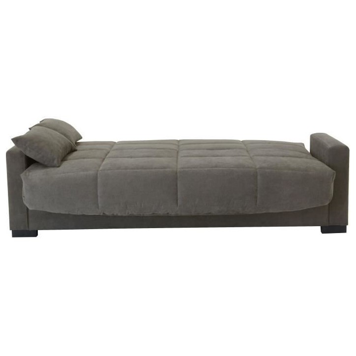 Canapé clic clac 3 places - Taupe - Matelas 17 cm - L223 x P96 x H 103 cm - MEGAN