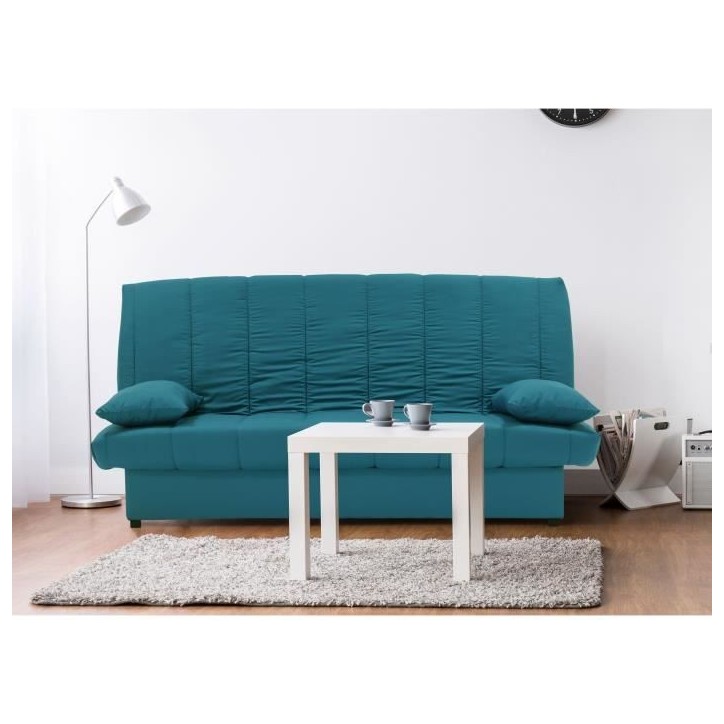 Banquette clic clac 3 places - Bleu canard - L 190 x P92 cm - MILA Banquette clic clac 3 places - Bleu canard - L 190 x P92 cm - MILA
