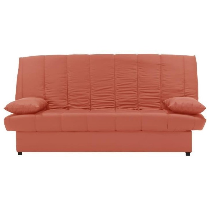 Banquette clic clac 3 places - Tissu 100% coton Terracotta - Style Contemporain - L 190 x P92 cm - MILA Banquette clic clac 3 places - Tissu 100% coton Terracotta - Style Contemporain - L 190 x P92 cm - MILA