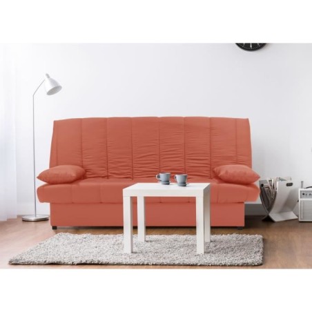 Banquette clic clac 3 places - Tissu 100% coton Terracotta - Style Contemporain - L 190 x P92 cm - MILA