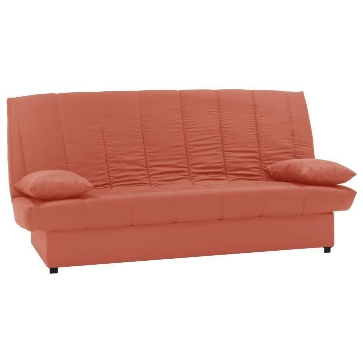 Banquette clic clac 3 places - Tissu 100% coton Terracotta - Style Contemporain - L 190 x P92 cm - MILA Banquette clic clac 3 places - Tissu 100% coton Terracotta - Style Contemporain - L 190 x P92 cm - MILA