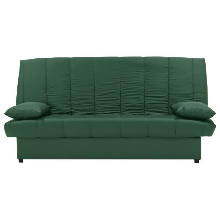 Banquette clic clac 3 places - Tissu 100% coton Vert - Style Contemporain - L 190 x P92 cm - MILA Banquette clic clac 3 places - Tissu 100% coton Vert - Style Contemporain - L 190 x P92 cm - MILA