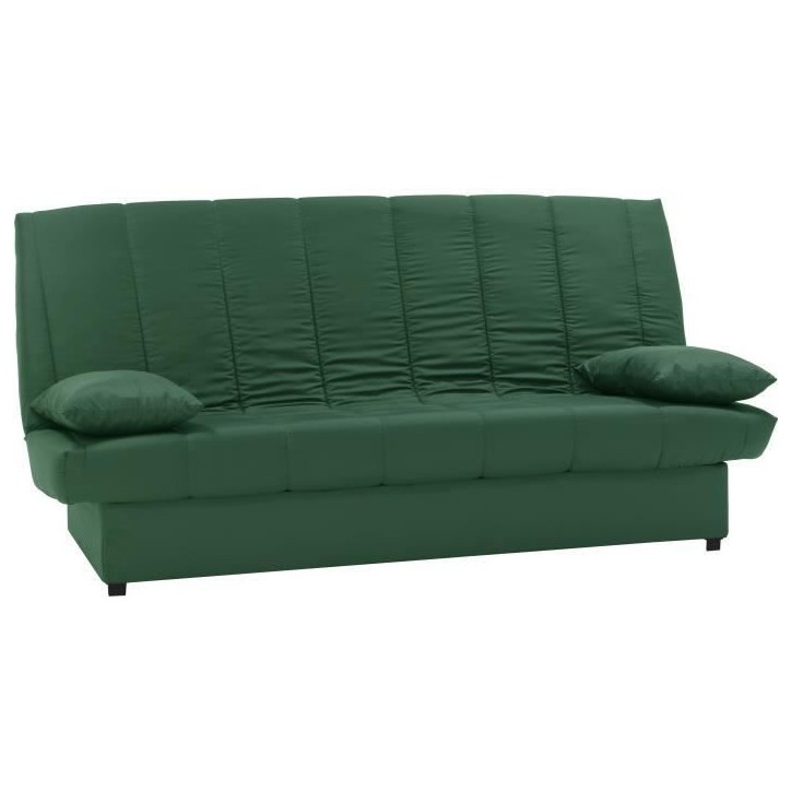Banquette clic clac 3 places - Tissu 100% coton Vert - Style Contemporain - L 190 x P92 cm - MILA Banquette clic clac 3 places - Tissu 100% coton Vert - Style Contemporain - L 190 x P92 cm - MILA