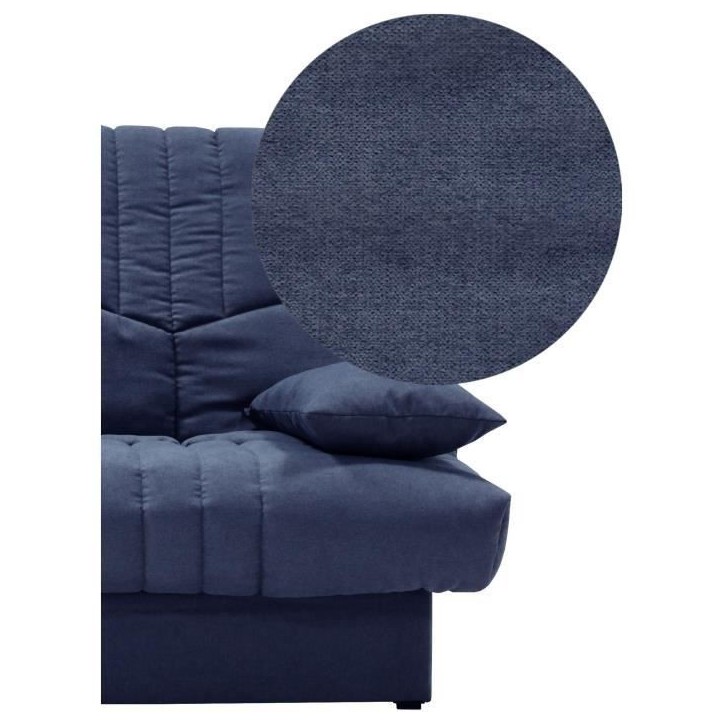 Clic clac 3 places THELMA - Tissu Soro bleu foncé - Couchage 125x190 cm - L190 x P92 x H96 cm Clic clac 3 places THELMA - Tissu Soro bleu foncé - Couchage 125x190 cm - L190 x P92 x H96 cm