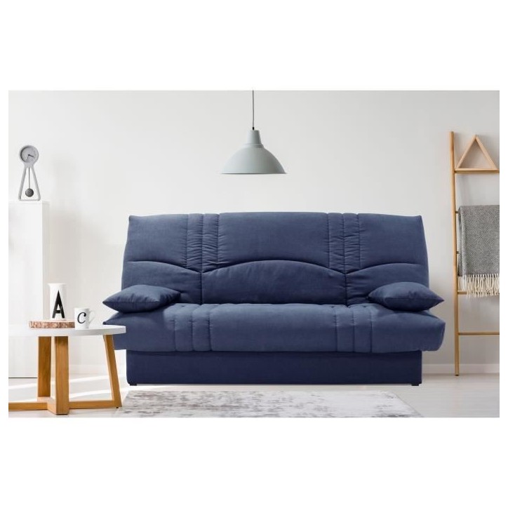 Clic clac 3 places THELMA - Tissu Soro bleu foncé - Couchage 125x190 cm - L190 x P92 x H96 cm Clic clac 3 places THELMA - Tissu Soro bleu foncé - Couchage 125x190 cm - L190 x P92 x H96 cm