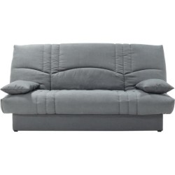 Clic clac 3 places THELMA - Tissu Soro gris moyen - Couchage 125x190 c