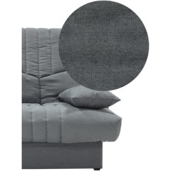 Clic clac 3 places THELMA - Tissu Soro gris moyen - Couchage 125x190 c