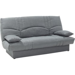 Clic clac 3 places THELMA - Tissu Soro gris moyen - Couchage 125x190 c