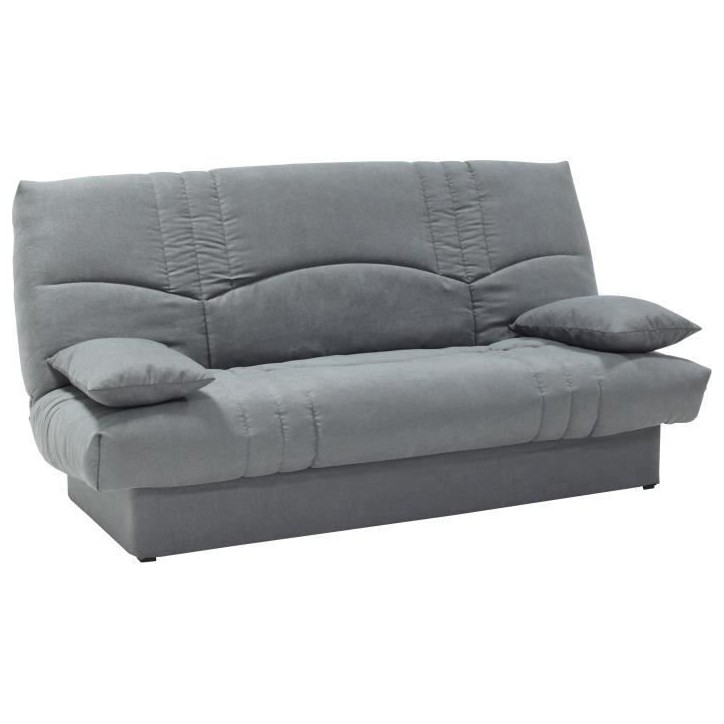 Clic clac 3 places THELMA - Tissu Soro gris moyen - Couchage 125x190 cm - L190 x P92 x H96 cm