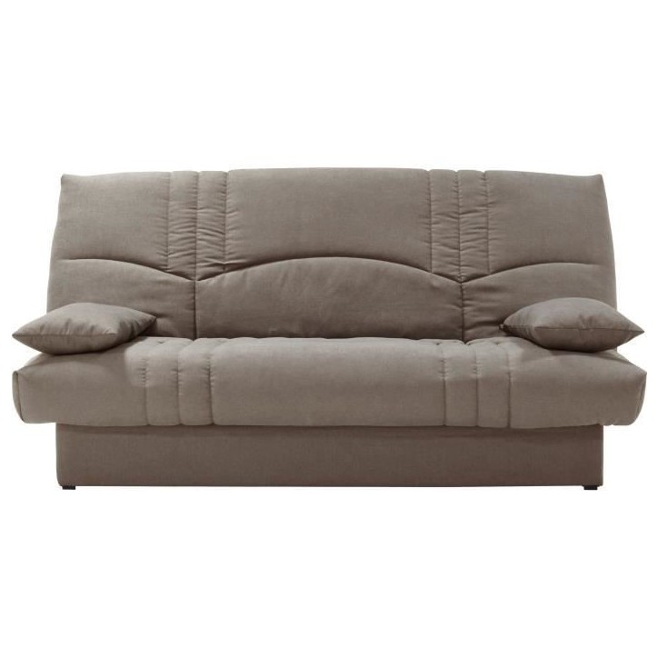 Clic clac 3 places THELMA - Tissu Soro taupe - Couchage 125x190 cm - L190 x P92 x H96 cm Clic clac 3 places THELMA - Tissu Soro taupe - Couchage 125x190 cm - L190 x P92 x H96 cm