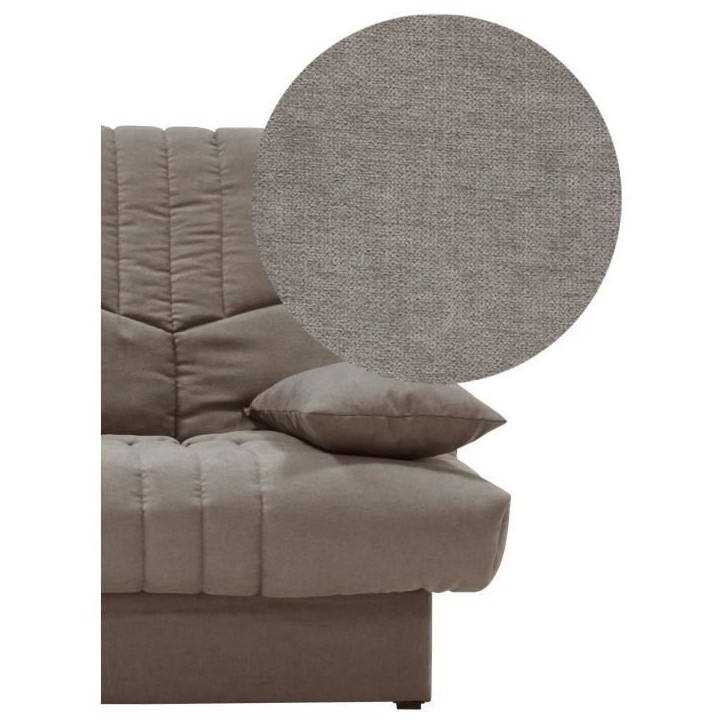 Clic clac 3 places THELMA - Tissu Soro taupe - Couchage 125x190 cm - L190 x P92 x H96 cm Clic clac 3 places THELMA - Tissu Soro taupe - Couchage 125x190 cm - L190 x P92 x H96 cm