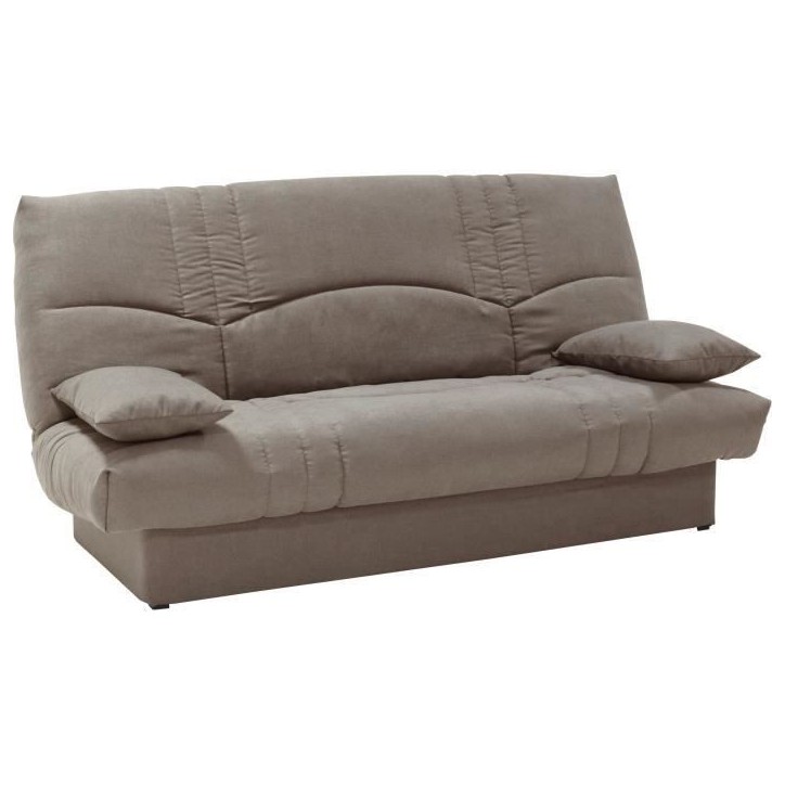 Clic clac 3 places THELMA - Tissu Soro taupe - Couchage 125x190 cm - L190 x P92 x H96 cm Clic clac 3 places THELMA - Tissu Soro taupe - Couchage 125x190 cm - L190 x P92 x H96 cm