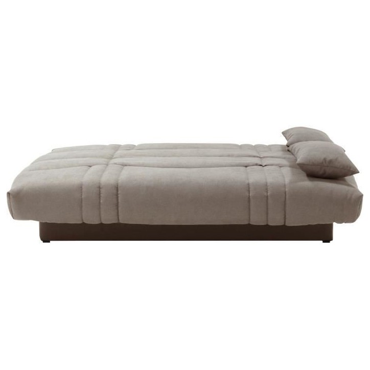 Clic clac 3 places THELMA - Tissu Soro taupe - Couchage 125x190 cm - L190 x P92 x H96 cm Clic clac 3 places THELMA - Tissu Soro taupe - Couchage 125x190 cm - L190 x P92 x H96 cm