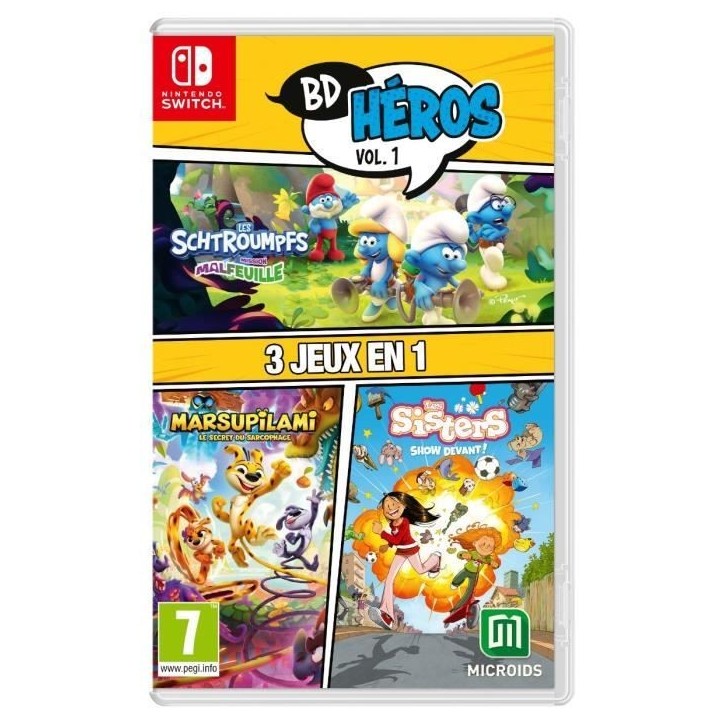 Pack Bd Heros Vol.1 : Les Schtroumpfs Mission Malfeuille Sisters 1 Marsupilami - Jeu Nintendo Switch