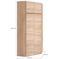 Armoire d'angle - Décor chene sonoma - 4 portes - L 80,5 cm - ACADEMI