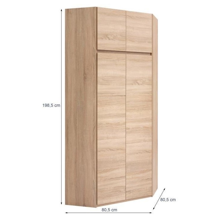 Armoire d'angle - Décor chene sonoma - 4 portes - L 80,5 cm - ACADEMICA