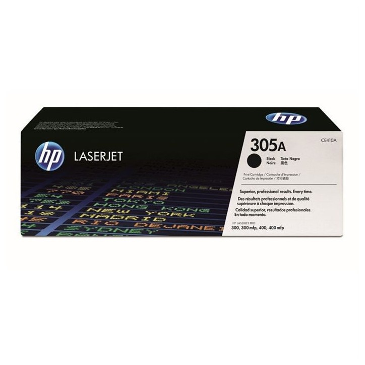 Cartouche de toner HP 305A (CE410A) noir pour imprimantes LaserJet Pro 300/400 - Capacité 2200 pages