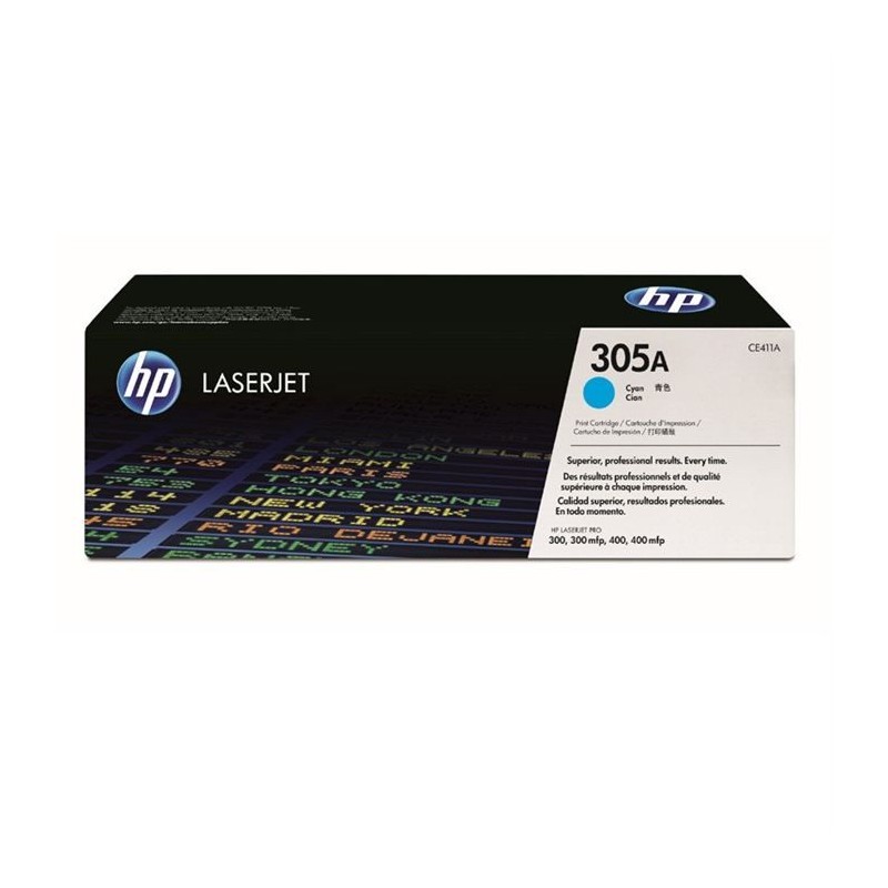 Cartouche de Toner HP 305A Cyan Authentique (CE411A) pour HP Color Las Cartouche de Toner HP 305A Cyan Authentique (CE411A) pour HP Color Las