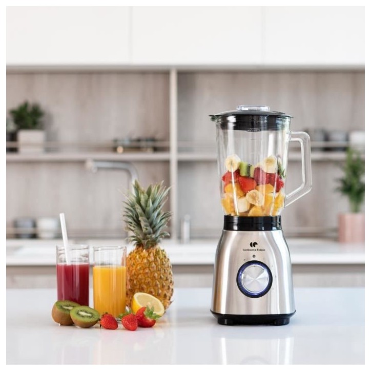 Blender CONTINENTAL EDISON CEBL1000IN Inox 1000W - Bol en verre 1.5L